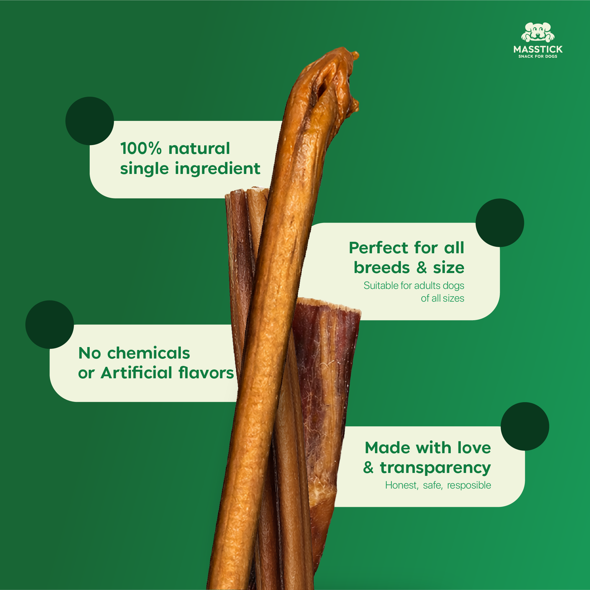 MASSTICK Bully Sticks 7 Inch 8 Oz